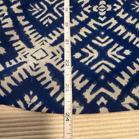 Olivaceous Blue and White Tie Front Blouse - Picture 5 of 8